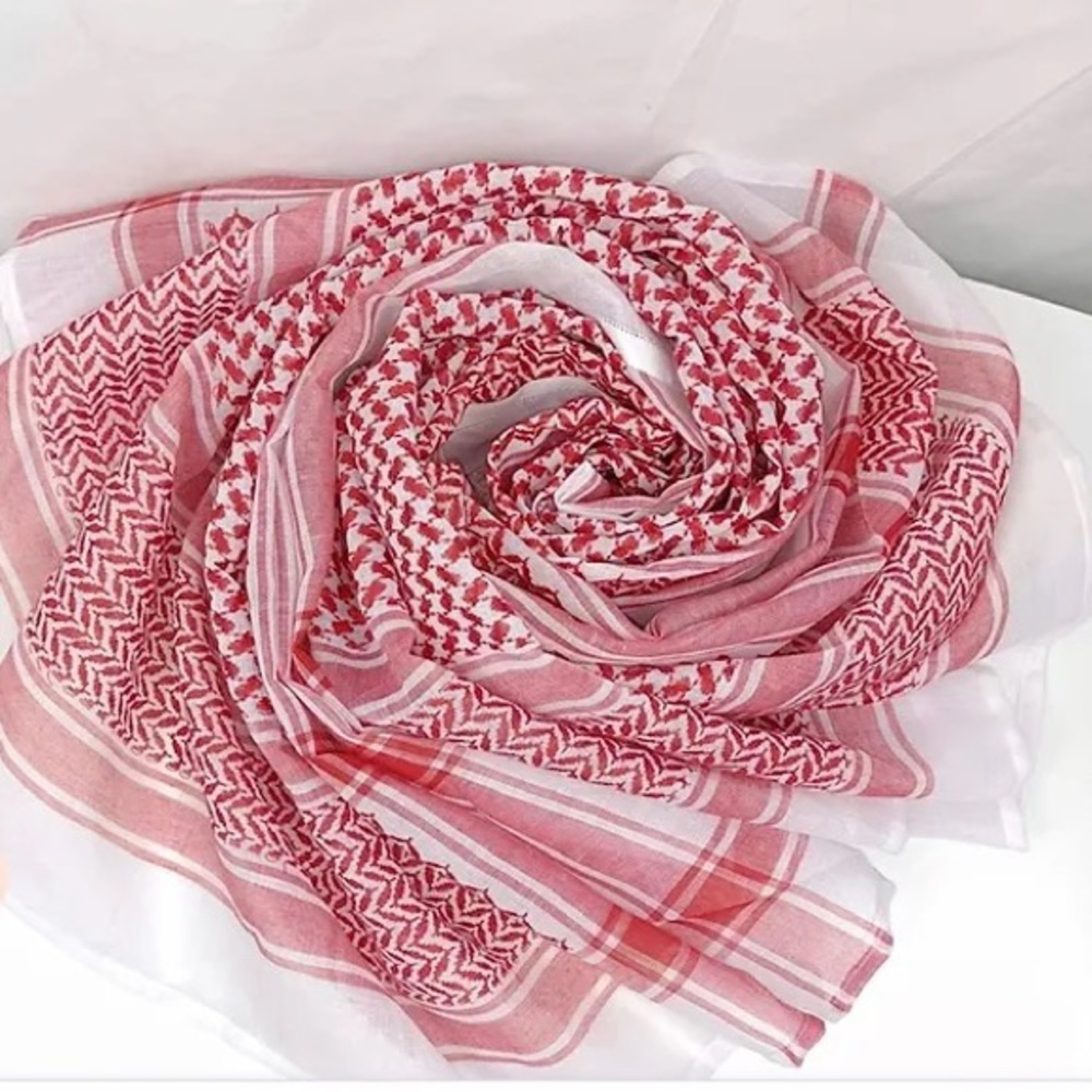 Red and White Palestinian Scarf Keffiyeh